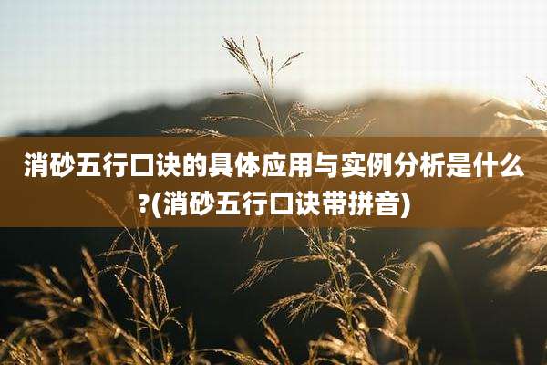 消砂五行口诀的具体应用与实例分析是什么?(消砂五行口诀带拼音)
