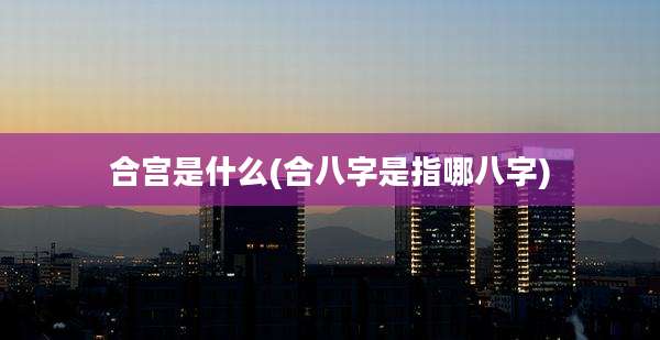 合宫是什么(合八字是指哪八字)