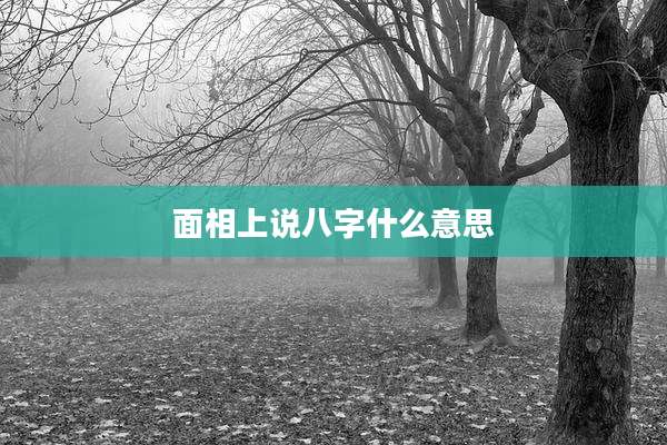 面相上说八字什么意思
