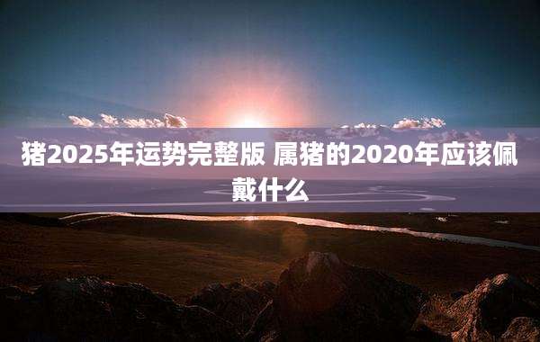 猪2025年运势完整版 属猪的2020年应该佩戴什么