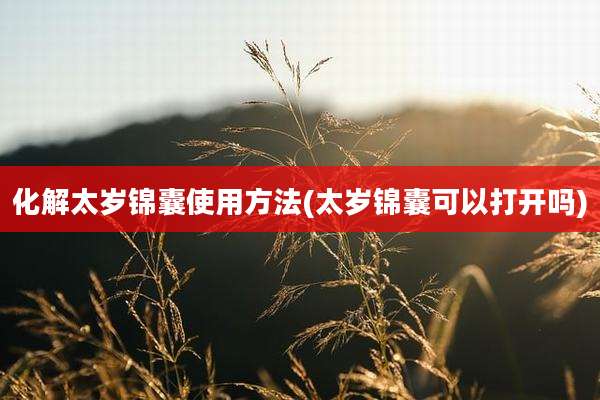 化解太岁锦囊使用方法(太岁锦囊可以打开吗)
