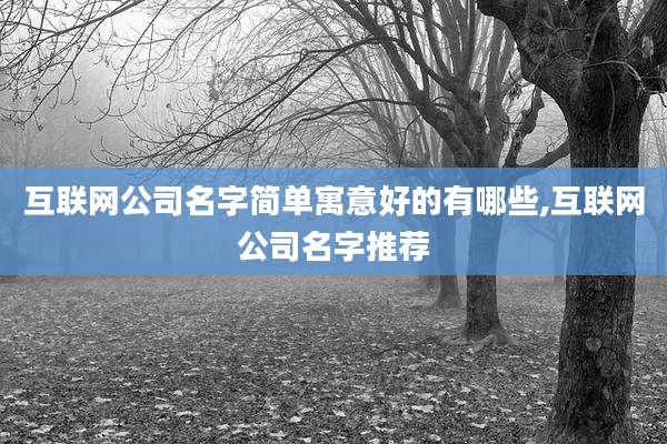 互联网公司名字简单寓意好的有哪些,互联网公司名字推荐