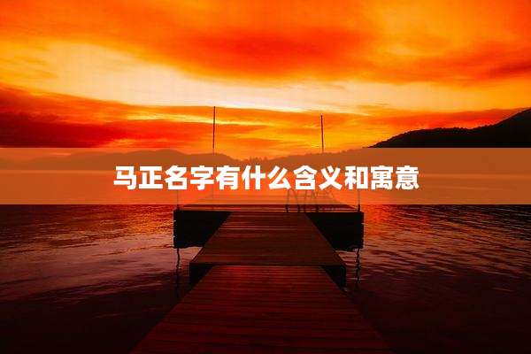 马正名字有什么含义和寓意