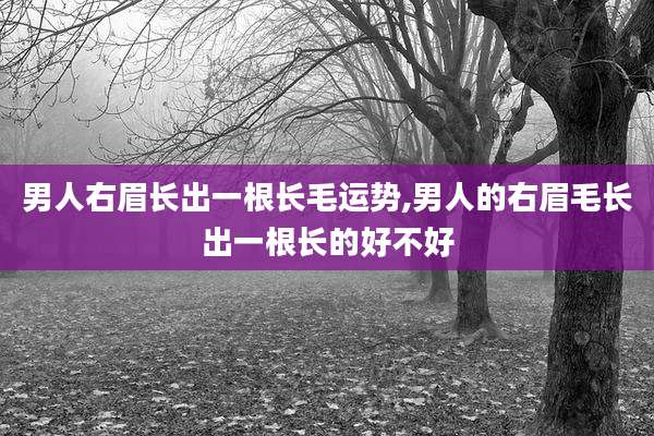 男人右眉长出一根长毛运势,男人的右眉毛长出一根长的好不好