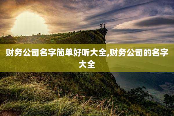 财务公司名字简单好听大全,财务公司的名字大全