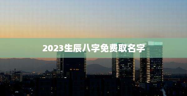 2023生辰八字免费取名字