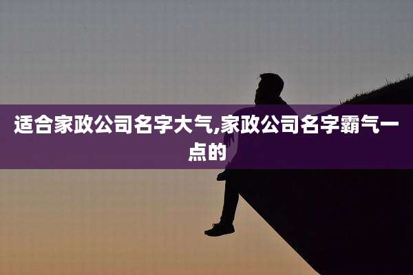 适合家政公司名字大气,家政公司名字霸气一点的