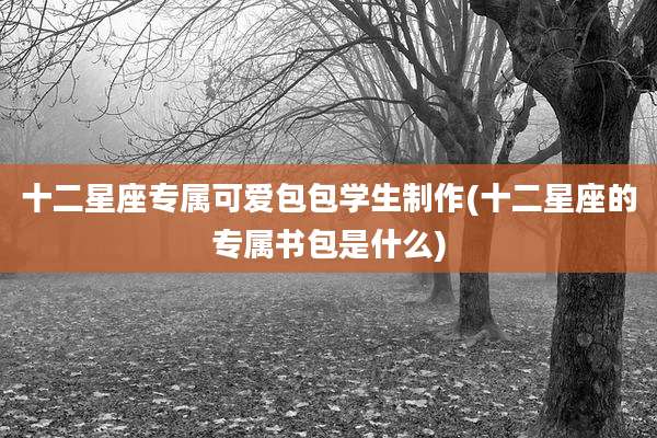 十二星座专属可爱包包学生制作(十二星座的专属书包是什么)