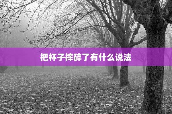 把杯子摔碎了有什么说法