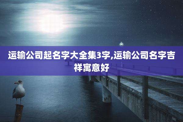 运输公司起名字大全集3字,运输公司名字吉祥寓意好