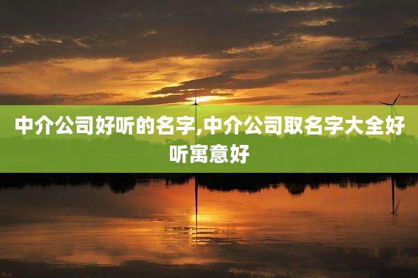 中介公司好听的名字,中介公司取名字大全好听寓意好