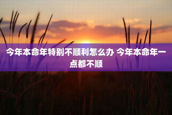 今年本命年特别不顺利怎么办 今年本命年一点都不顺