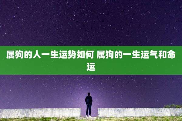 属狗的人一生运势如何 属狗的一生运气和命运