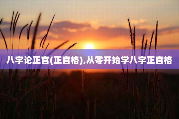 八字论正官(正官格),从零开始学八字正官格