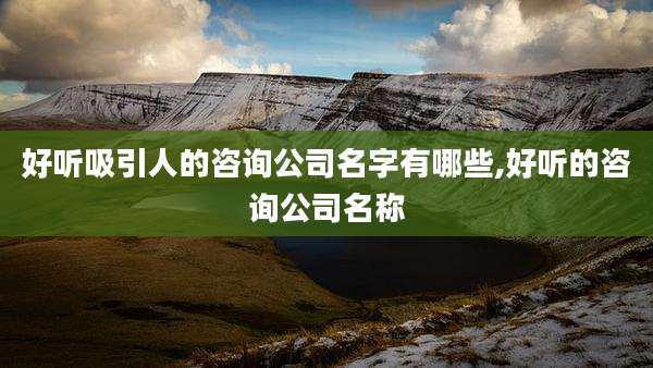 好听吸引人的咨询公司名字有哪些,好听的咨询公司名称