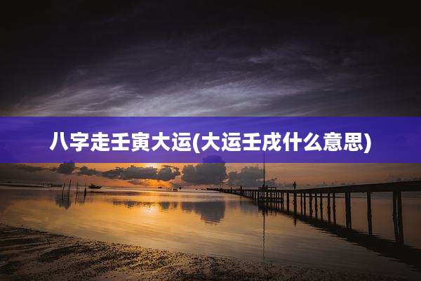 八字走壬寅大运(大运壬戌什么意思)