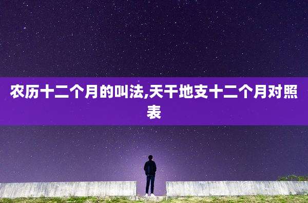 农历十二个月的叫法,天干地支十二个月对照表