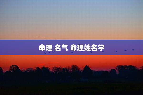命理 名气 命理姓名学