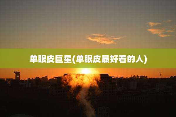 单眼皮巨星(单眼皮最好看的人)