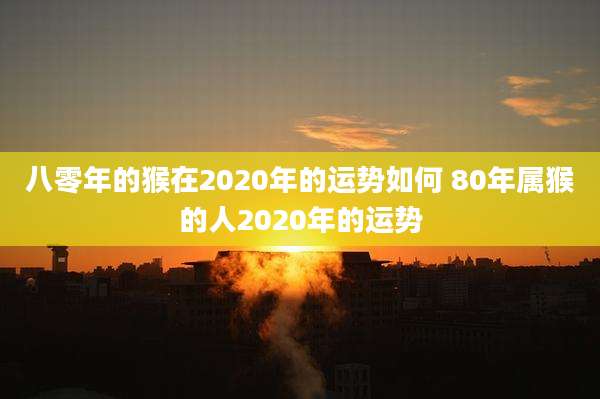 八零年的猴在2020年的运势如何 80年属猴的人2020年的运势