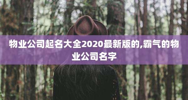 物业公司起名大全2020最新版的,霸气的物业公司名字