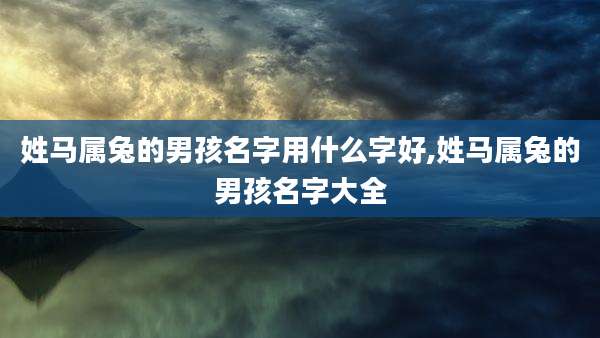 姓马属兔的男孩名字用什么字好,姓马属兔的男孩名字大全