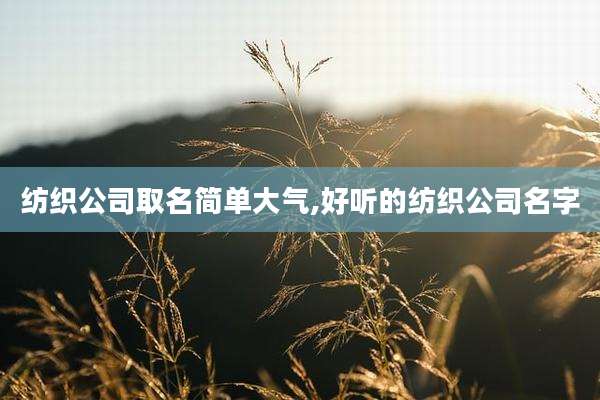 纺织公司取名简单大气,好听的纺织公司名字