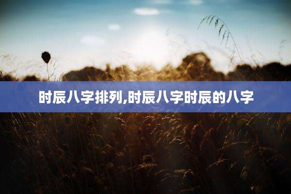 时辰八字排列,时辰八字时辰的八字