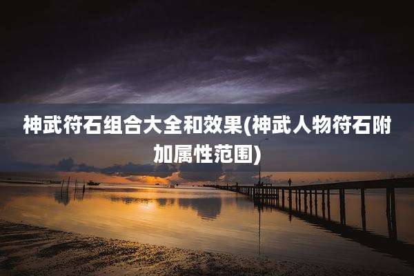 神武符石组合大全和效果(神武人物符石附加属性范围)