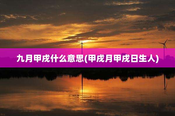 九月甲戌什么意思(甲戌月甲戌日生人)