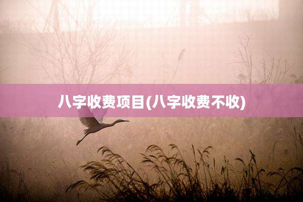 八字收费项目(八字收费不收)
