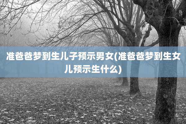 准爸爸梦到生儿子预示男女(准爸爸梦到生女儿预示生什么)