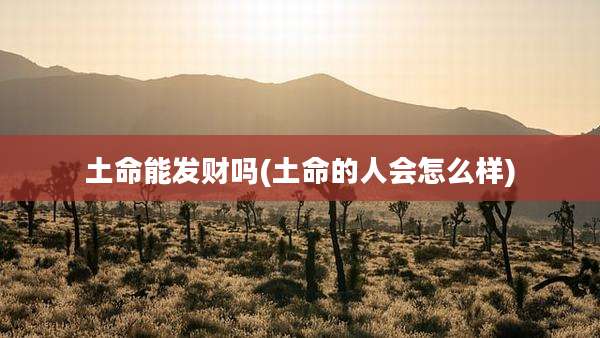 土命能发财吗(土命的人会怎么样)