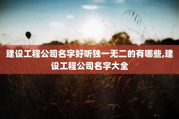 建设工程公司名字好听独一无二的有哪些,建设工程公司名字大全