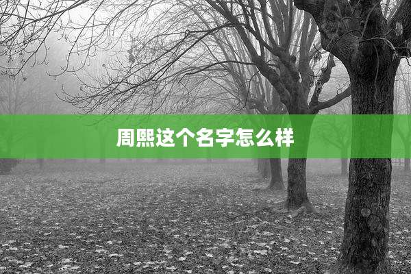 周熙这个名字怎么样