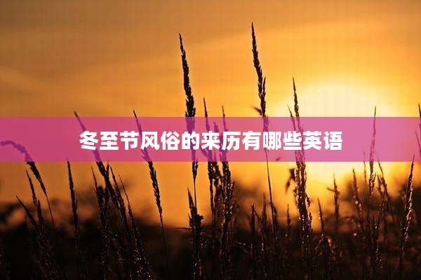 冬至节风俗的来历有哪些英语