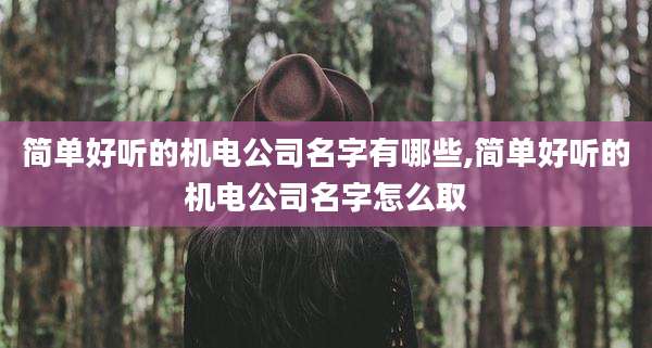 简单好听的机电公司名字有哪些,简单好听的机电公司名字怎么取