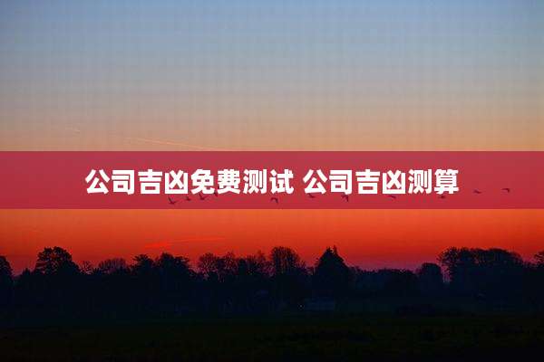 公司吉凶免费测试 公司吉凶测算