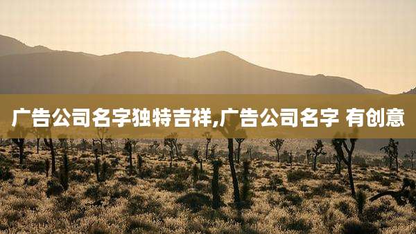 广告公司名字独特吉祥,广告公司名字 有创意
