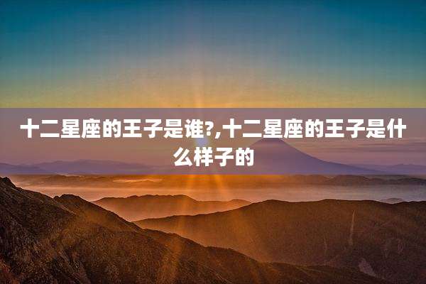 十二星座的王子是谁?,十二星座的王子是什么样子的