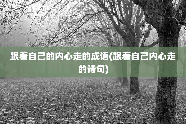 跟着自己的内心走的成语(跟着自己内心走的诗句)
