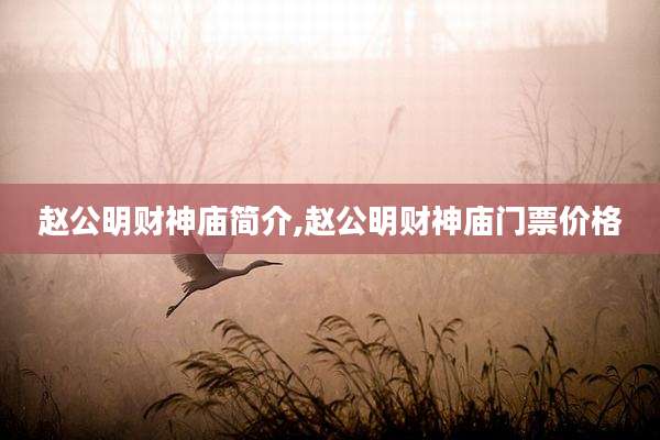 赵公明财神庙简介,赵公明财神庙门票价格
