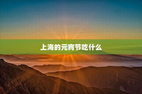 上海的元宵节吃什么
