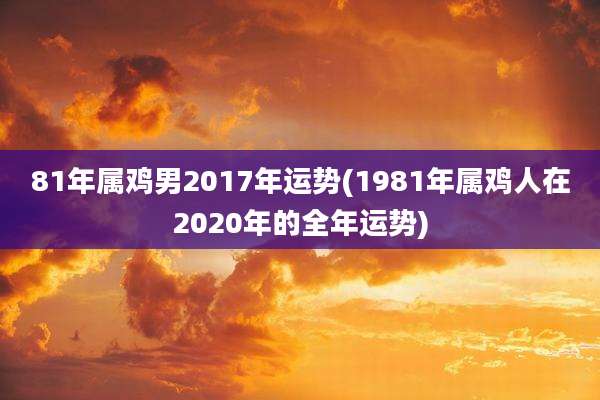 81年属鸡男2017年运势(1981年属鸡人在2020年的全年运势)