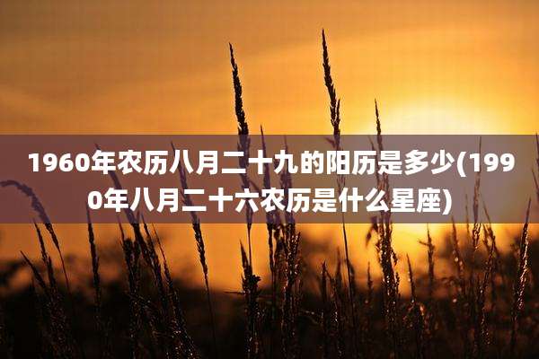 1960年农历八月二十九的阳历是多少(1990年八月二十六农历是什么星座)