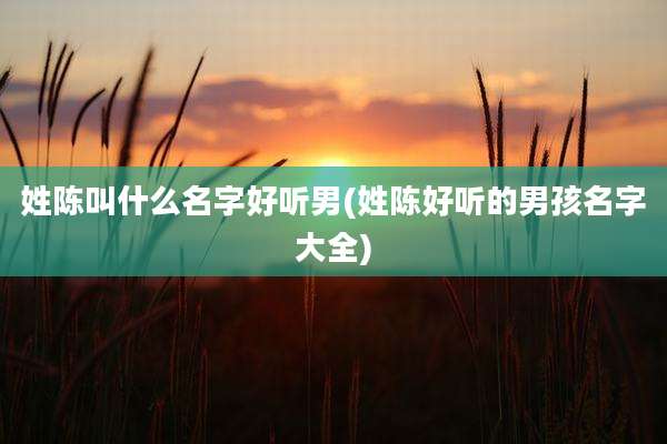 姓陈叫什么名字好听男(姓陈好听的男孩名字大全)