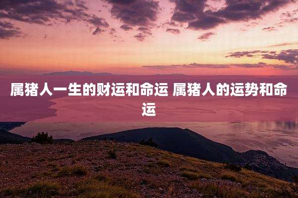 属猪人一生的财运和命运 属猪人的运势和命运