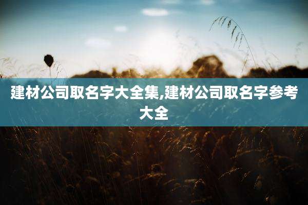 建材公司取名字大全集,建材公司取名字参考大全