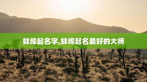 蚌埠起名字,蚌埠起名最好的大师