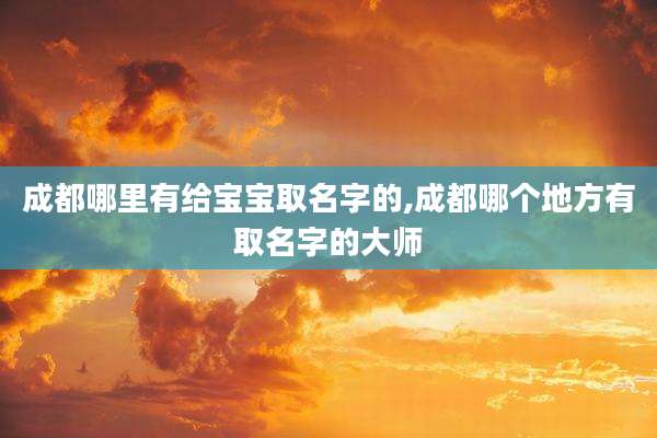 成都哪里有给宝宝取名字的,成都哪个地方有取名字的大师